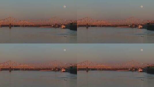 傍晚跨江大桥景观高清在线视频素材下载