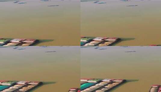 水运运沙大船竖屏航拍高清在线视频素材下载
