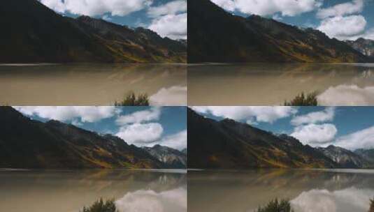 4k高原湖水视频藏区然乌湖山川倒影高清在线视频素材下载
