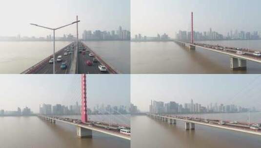 杭州西兴大桥市民中心来福士钱塘江高清在线视频素材下载