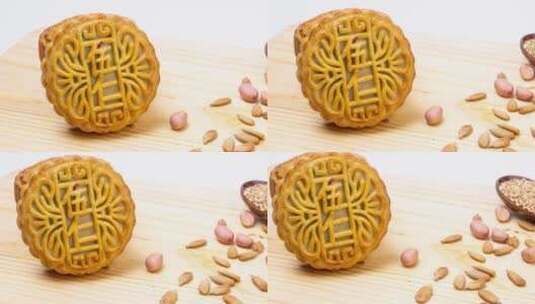白背景的五仁月饼美食中秋节4k黄品源高清在线视频素材下载