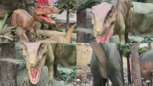 【镜头合集】雕塑恐龙模型侏罗纪公园高清在线视频素材下载