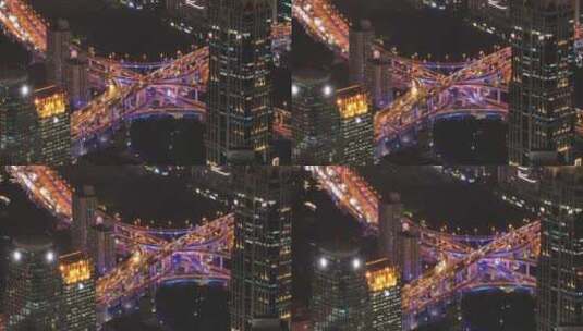 上海延安西路夜景车流高清在线视频素材下载