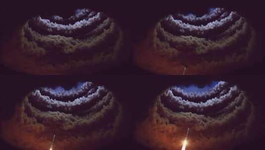 火箭穿过云层飞向太空高清在线视频素材下载