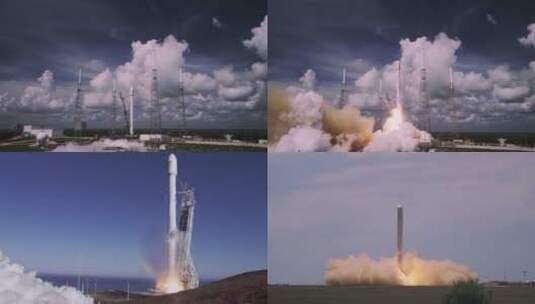 宇宙航天飞船SpaceX火箭发射回收画面高清在线视频素材下载