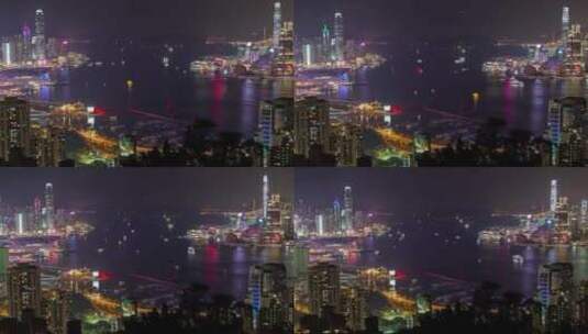 香港晚间灯火通明的海港高清在线视频素材下载