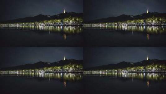 杭州宝石山景区保俶塔夜景高清在线视频素材下载