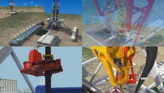 钻井动画 钻井 石油开采 钻井平台高清在线视频素材下载