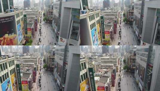 航拍上海南京路步行街高清在线视频素材下载
