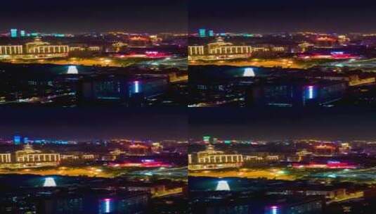 航拍福州城市夜景五一广场移动延时摄影高清在线视频素材下载