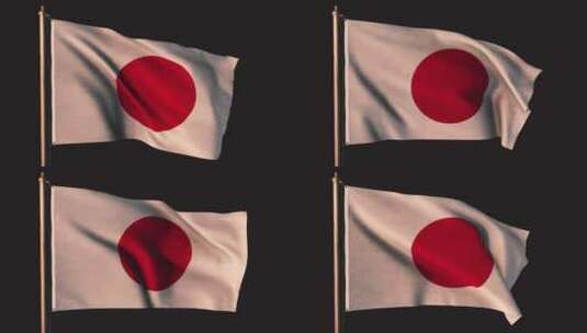 黑色背景前漂浮的日本国旗高清在线视频素材下载