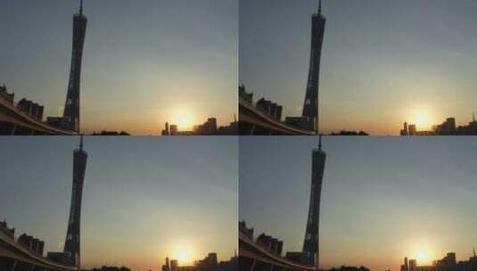黄昏日落时段的广州高清在线视频素材下载