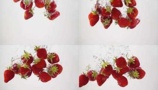 草莓穿过水高清在线视频素材下载