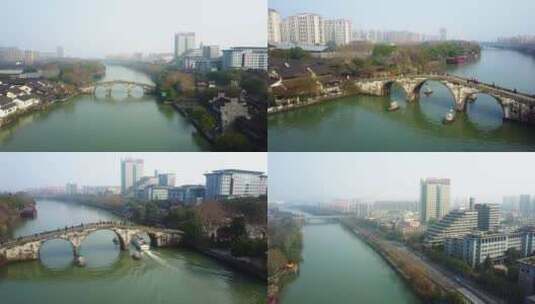 拱宸桥 大运河 航拍 杭州 晴天高清在线视频素材下载