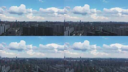 航拍杭州城市高楼，云层高清在线视频素材下载
