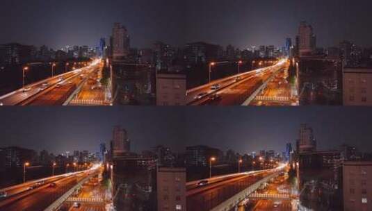 延安西路高架夜景高清在线视频素材下载