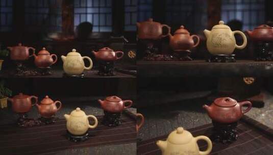 紫砂壶宜兴工艺品文化静物展示高清在线视频素材下载