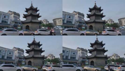 扬州街头四望亭风景高清在线视频素材下载