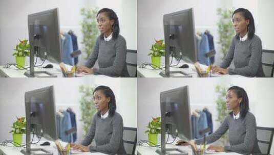 女职员在电脑键盘上打字高清在线视频素材下载