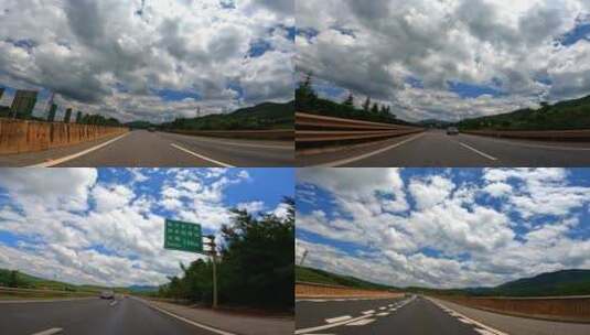蓝天白云高速路高清在线视频素材下载