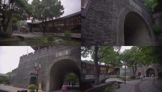 杭州吴山景区鼓楼城墙4K视频素材高清在线视频素材下载