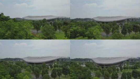 城市航拍湖北宜昌奥林匹克中心体育馆高清在线视频素材下载