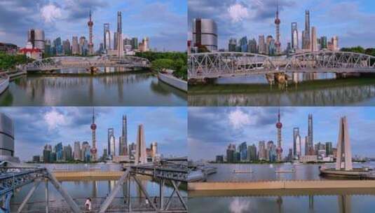 上海外白渡桥航拍高清在线视频素材下载