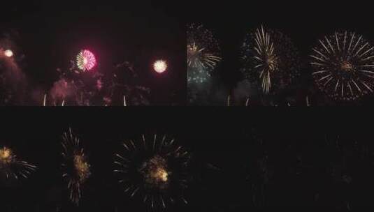夜空绽放的烟花庆祝节日高清在线视频素材下载