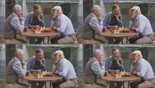 一起下棋的老人高清在线视频素材下载