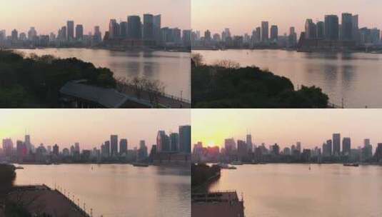 上海城市黄浦江边日落高清在线视频素材下载