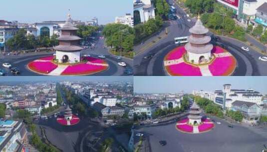 扬州市文昌阁航拍高清在线视频素材下载