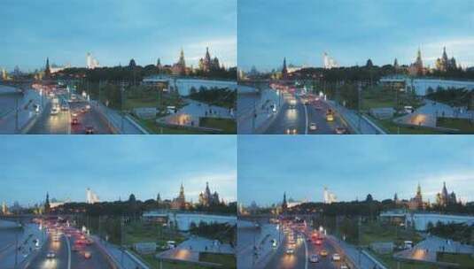 日落时莫斯科地标全景高清在线视频素材下载