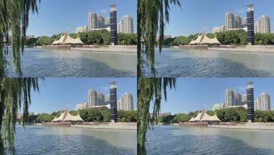 无锡运河两岸城市景观 4k高清在线视频素材下载