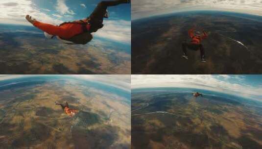空中跳伞的人高清在线视频素材下载