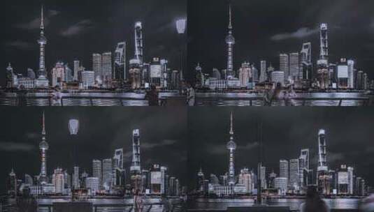 上海陆家嘴夜晚移动大范围延时高清在线视频素材下载
