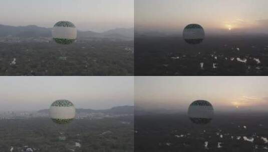 航拍西溪湿地热气球 未调色高清在线视频素材下载