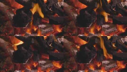 燃烧的火焰燃烧烧纸炭火灶火高清在线视频素材下载