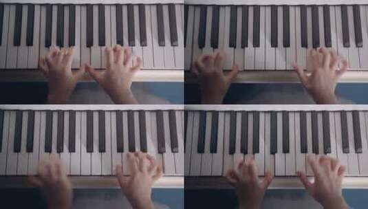 女孩弹钢琴的手部特写高清在线视频素材下载