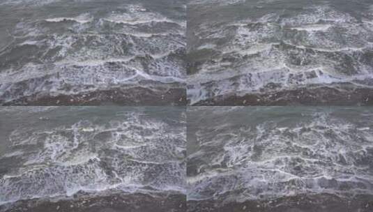 冬天大海海边海滩海浪拍打岸边礁石1高清在线视频素材下载
