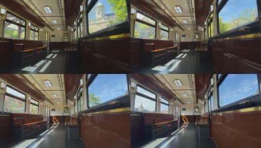 空镜4K｜民国风复古火车车厢内景高清在线视频素材下载