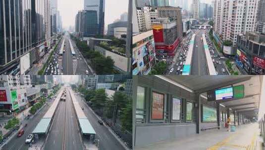 城市BRT快速公交站台过道长廊高清在线视频素材下载