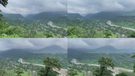 印度不丹边境的全景视频Jhalong，Dooars-West Bengal，印度高清在线视频素材下载