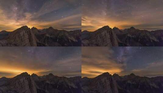 山脉中银河的夜间延时高清在线视频素材下载