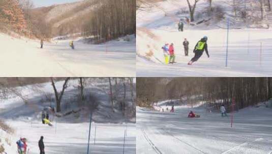 美林谷单板滑雪比赛及颁奖仪式高清在线视频素材下载