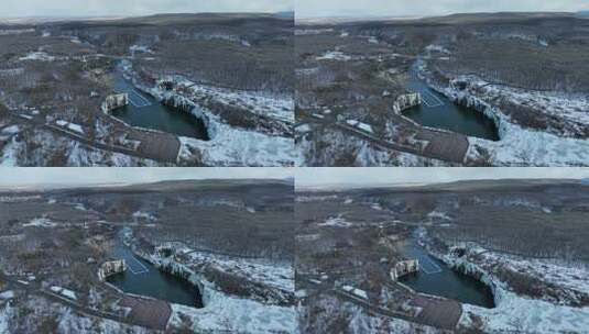 原创黑龙江牡丹江市镜泊湖自然风光航拍高清在线视频素材下载