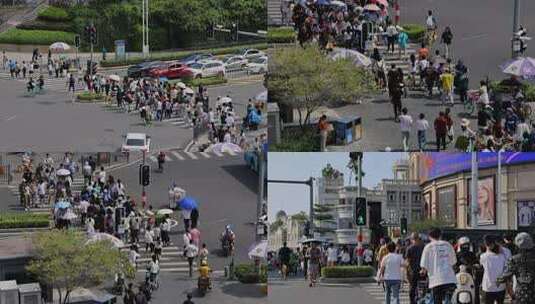 城市路口交通斑马线人群过马路合集高清在线视频素材下载