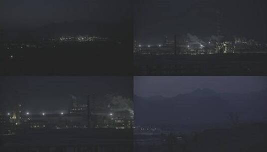工厂夜景大景夜晚灯光厂房高清在线视频素材下载