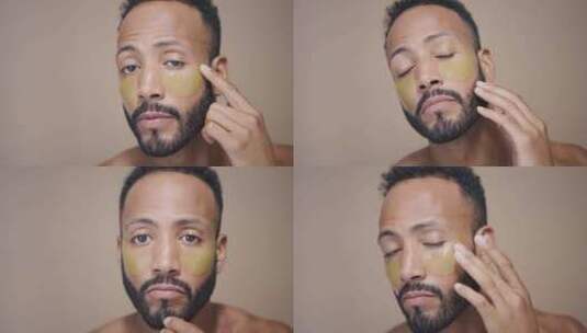 男人用美容天然产品和治疗来护理他的皮肤高清在线视频素材下载