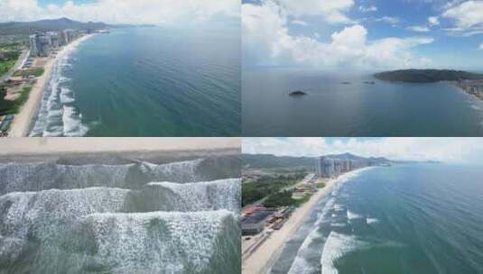 4K广东惠州海滩沙滩自然风光夏季风景航拍高清在线视频素材下载