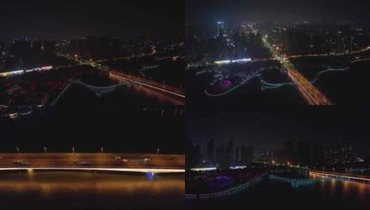蚌埠龙子湖夜景航拍高清在线视频素材下载